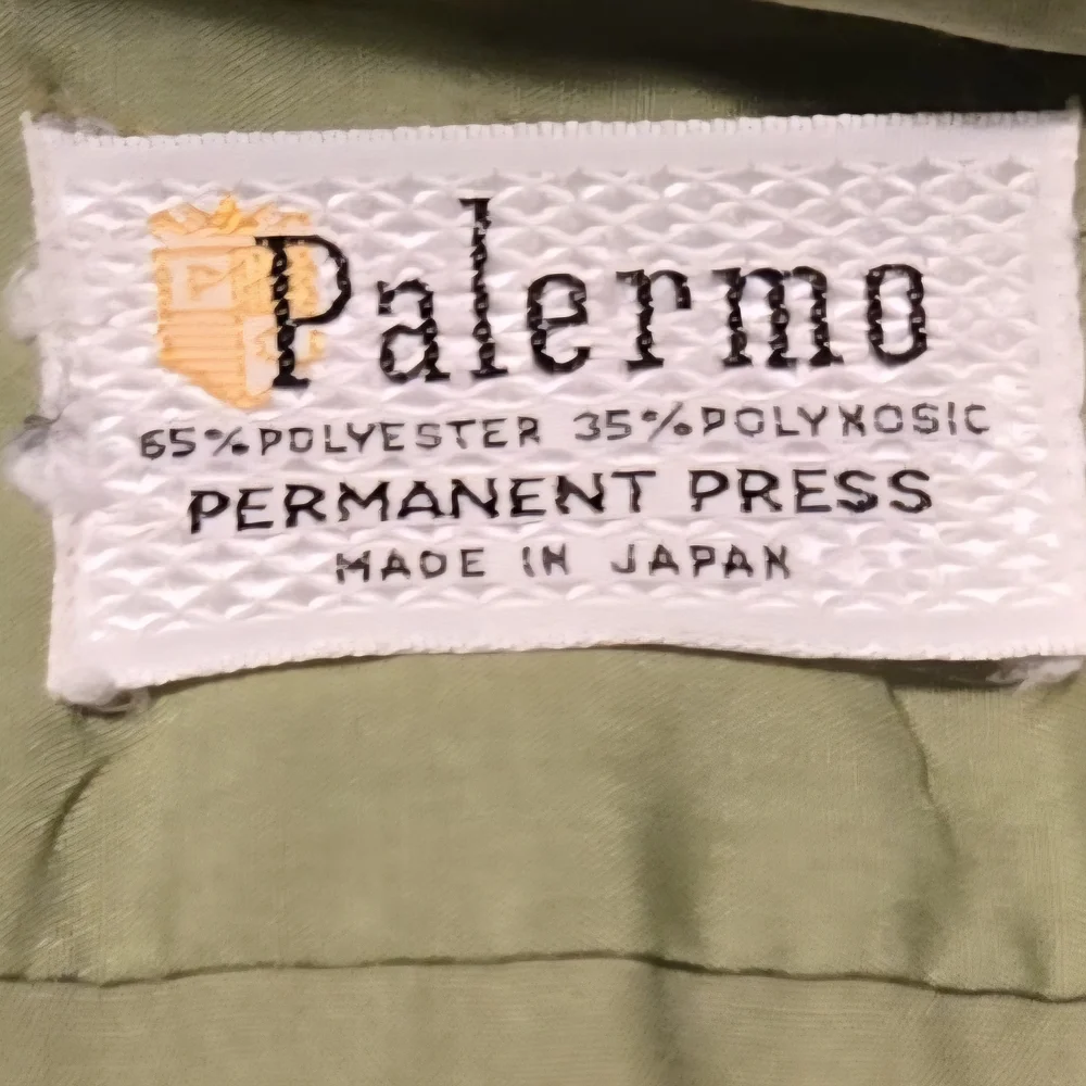 Vintage 70s Palermo Men's Short Sleeve Green Cotton Button-Up Shirt L - Picture 7 of 7